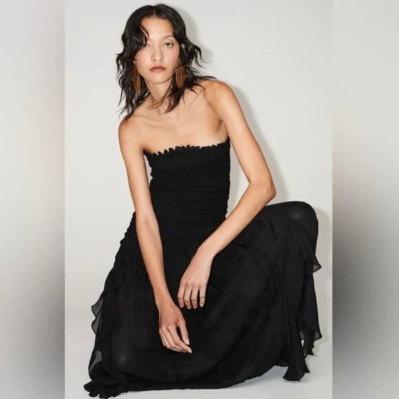 Zara Ruched Strapless Dress S - Picture 2 of 14